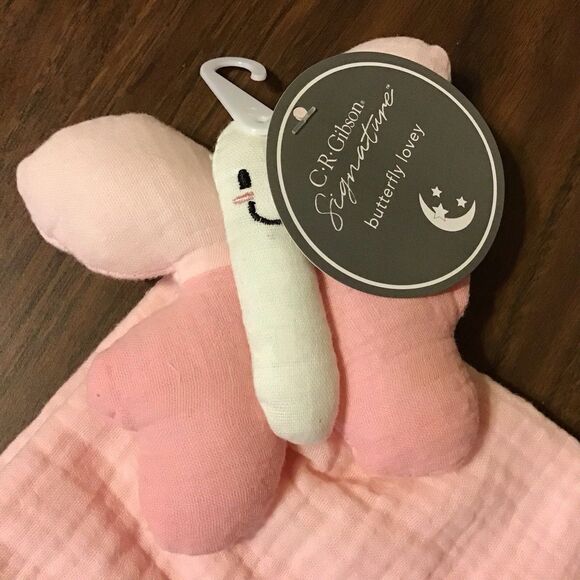 CR Gibson Signature Butterfly Lovey Pink Blanket Plush Security Sweet As Can Be - Picture 8 of 8